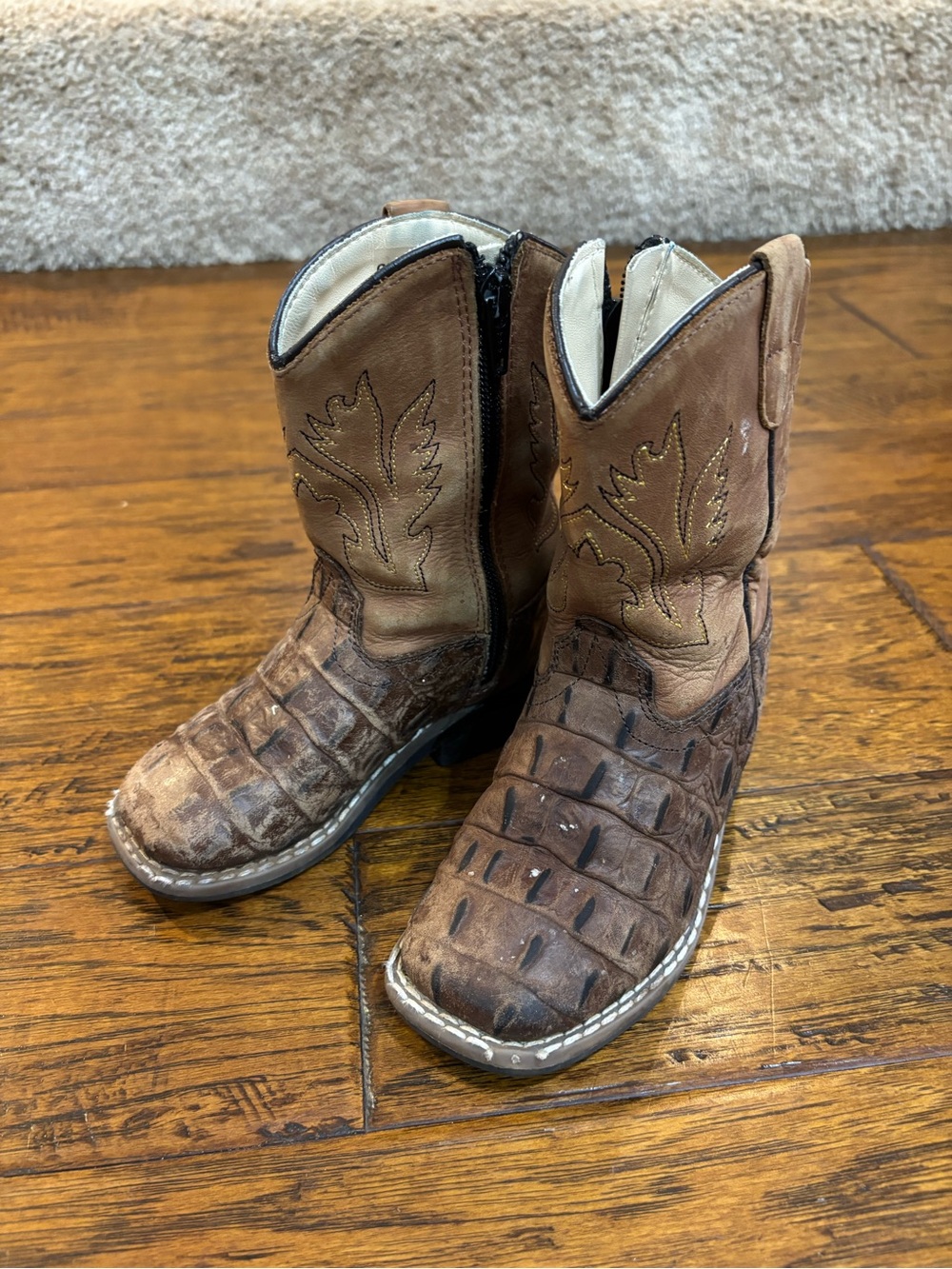 Old West Brown Kids Western Cowgirl Boots
